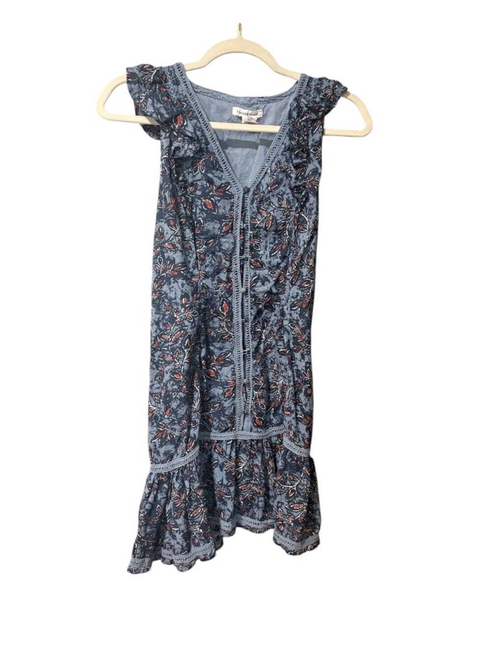 Lucky Brand Blue Floral V-Neck Ruffle Sundress - Picture 2 of 6